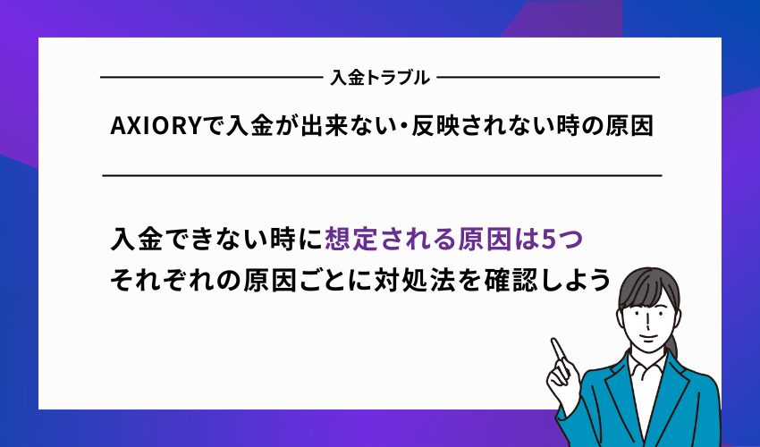 AXIORYで入金が出来ない・反映されない時の原因