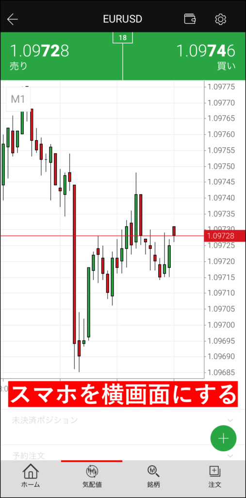 スマホを横画面にする