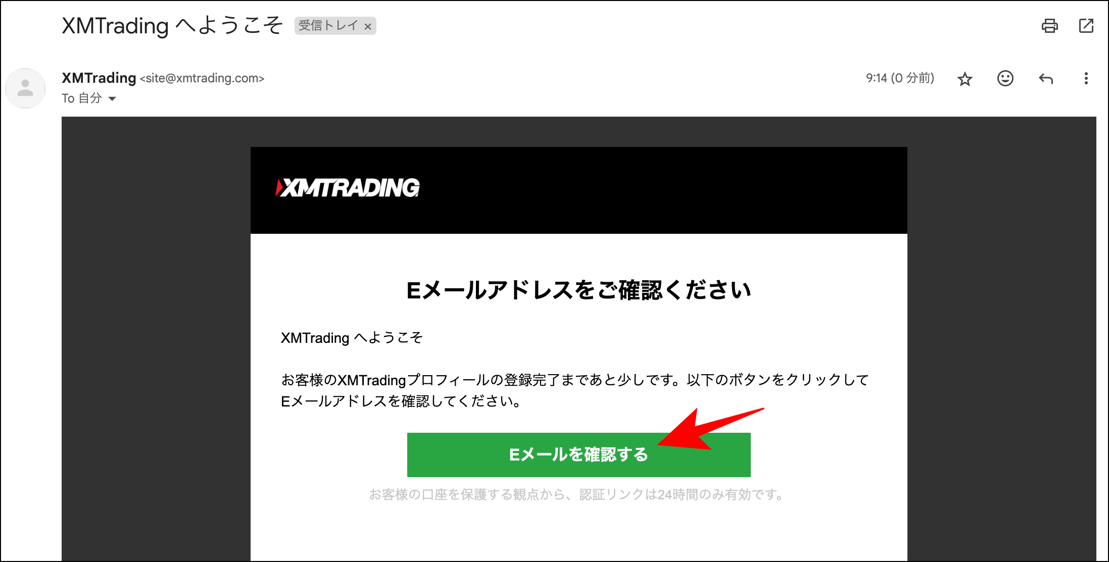 Eメールアドレスの確認画面