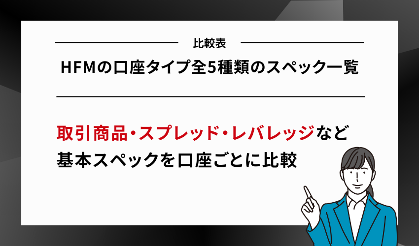【比較】HFMの口座タイプ全5種類のスペック一覧