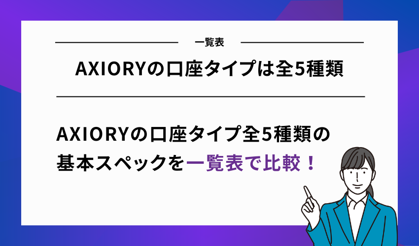AXIORYの口座タイプは全5種類【一覧表】