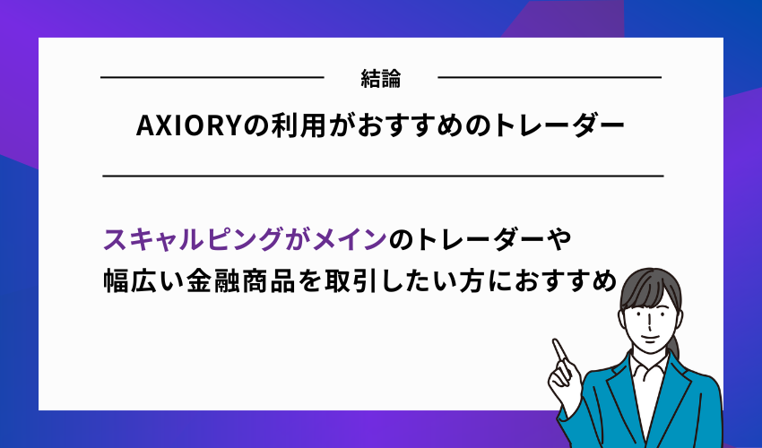 【結論】AXIORYの利用がおすすめのトレーダー