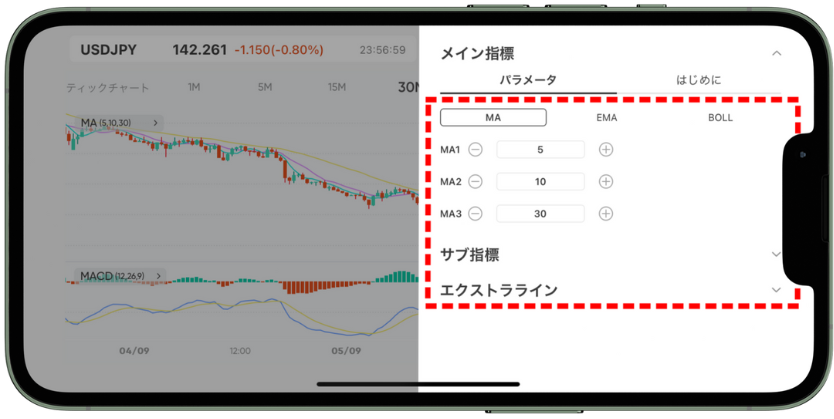 VantageTradingのアプリマニュアル｜チャート画面の操作・設定方法