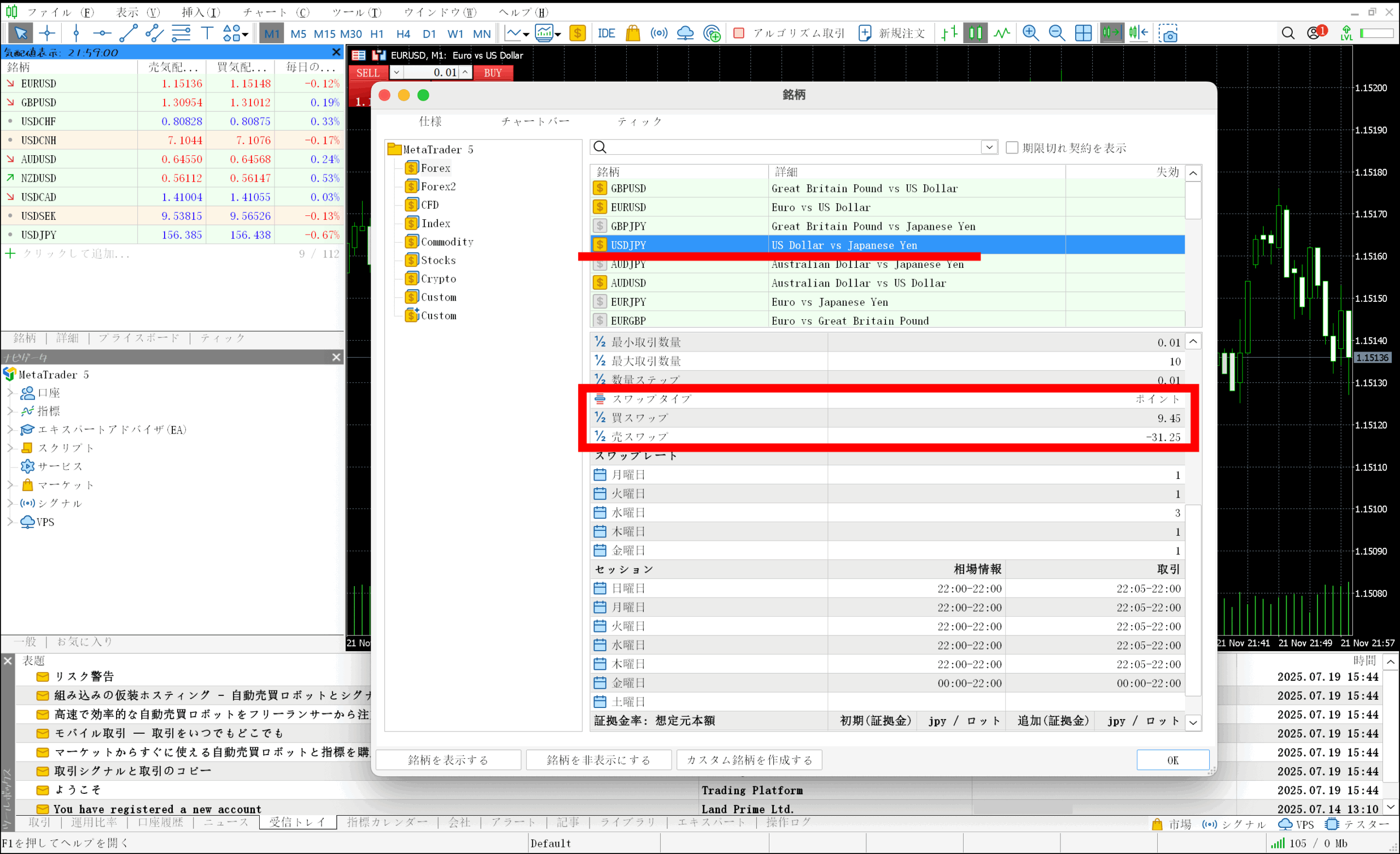 海外FX業者で付与されるスワップポイントを確認する手順