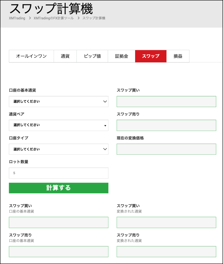 海外FXのスワップポイントの計算式