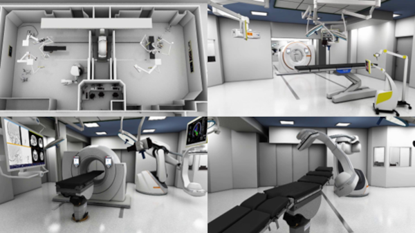 Smart OR：CTが2つの手術室に入ってきて一方には血管造影装置も組み合わせている
